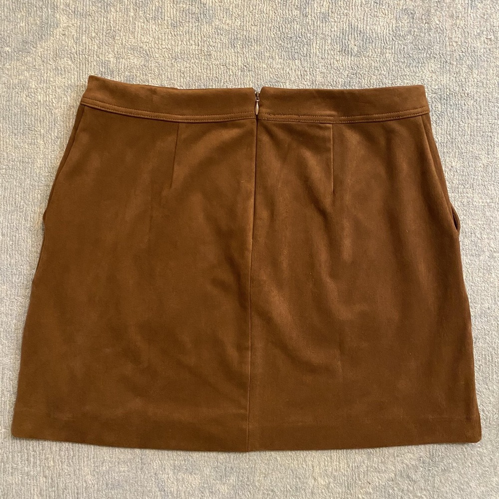 Banana Republic Skirt Womens 10 Brown Faux Suede Stretch A Line Mini Pockets - Picture 8 of 11